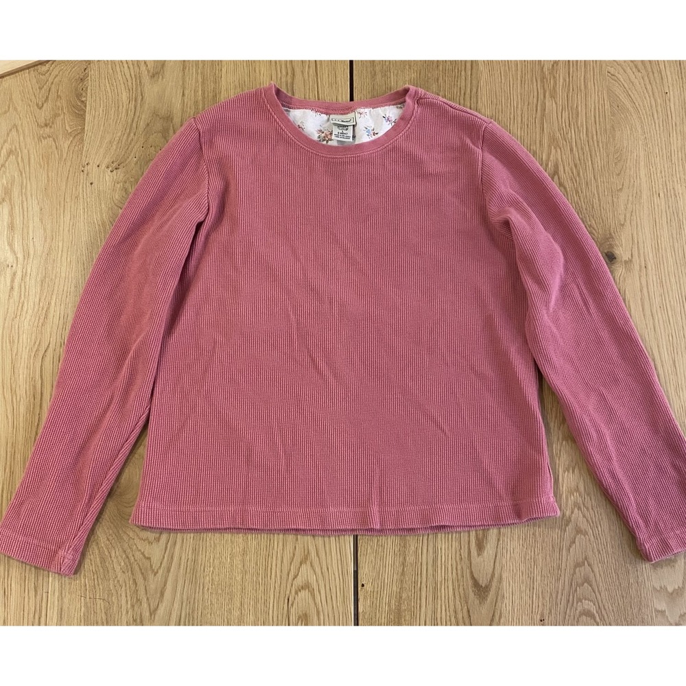 Vintage LL Bean Waffle Thermal Top Y2K Women's Large Pink Cottage Core